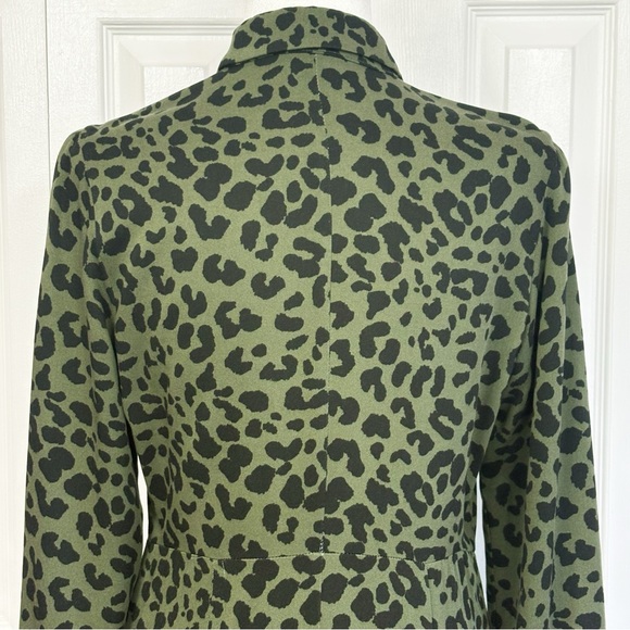 Chadwicks Green & Black Leopard Animal Print Button Down Shirt Dress 8P - Picture 14 of 16